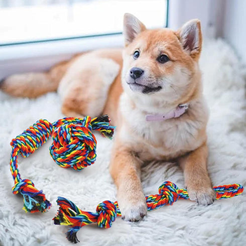 Heavy Duty Dog Rope Toys,Interactive Small Dogs Toy for Aggressive Chewers,4 Pcs Tough Dog Chew Toys for Medium Dogs,Indestructible Dog Rope Toy f...