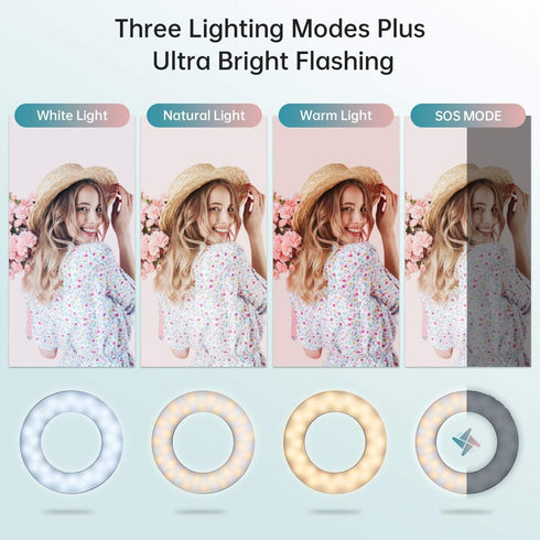 Benbilry Clip On Selfie Ring Light, Compatible with iPhone 15/14/13/12 Series, Rechargeable Mini Circle Lights with 3 Modes / 4-Level Brightness f...