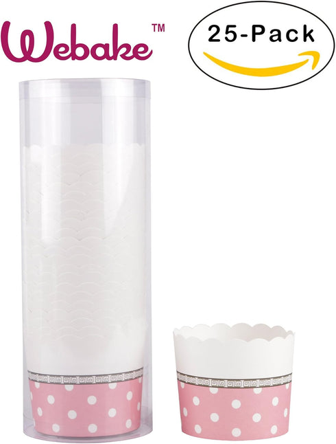 Webake Large Paper Baking Cups, 6oz Cupcake Muffin Cases Jumbo Cupcake Liners, Set of 25 Pink Cupcake Liners for Valentine's Day, Wedding...