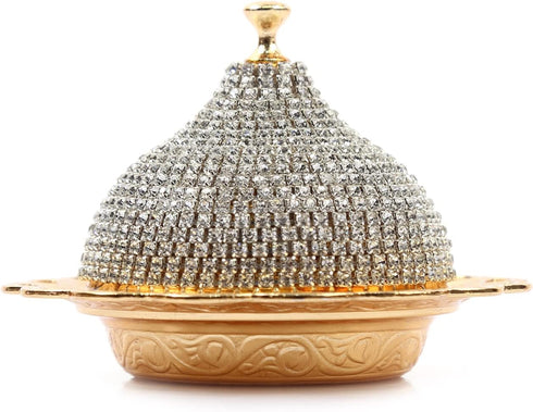 Alisveristime Coated Handmade Brass Sugar Chocolate Candy Bowl Serving Dish with Lid (Crystal) (Gold)...