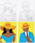 VOCHIC 2 Pack Paint and Sip Kit for Adults Paint Party Kit, Pre Drawn Canvas Painting Date Night Games, Elegant Ladies and Gentlemen Couple Favor ...