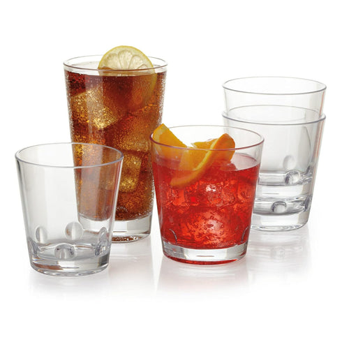 G.E.T. SW-1475-CL BPA-Free Stackable Plastic Beer Pint Beverage Glass, 16 Ounce, Clear (Set of 12)...
