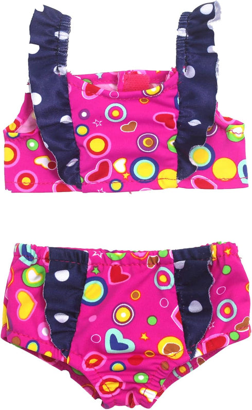 Sophia's 18" Doll 3 pc. Hot Pink Print with Navy Ruffle 2 pc. Swimsuit and Sunglasses...