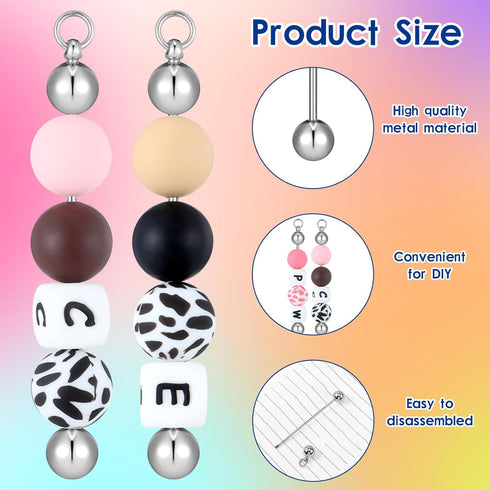 Hicarer 20 Pcs Beadable Keychain Bars Blanks Bulk Key Chain Making Supplies Beadable Metal Links for Jewelry Making Keychain Bars Accessories for ...