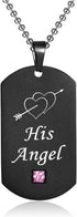 His Angel Her Demon Couple Pendant Necklaces His & Hers Matching Set Titanium Stainless Steel Couple Pendant Necklace Engraved Jewelry Set, Perfec...