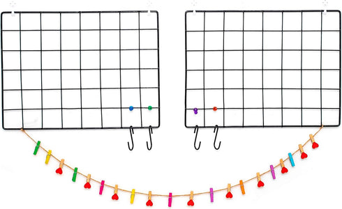 2 Pack Wire Wall Grid Panel | Photos & Pictures Display Grid Wall Panels | Black, Magnetic & Metal Grid | Photo Grid | Grid Wire Board | Hanging H...