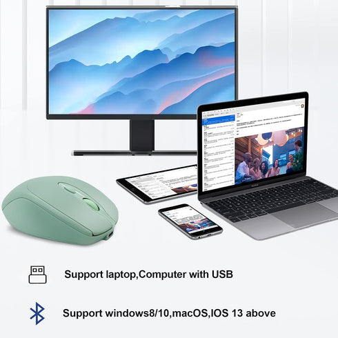 Rechargeable Wireless Mouse, Bluetooth Mouse for Laptop/iPad/MacBook Pro/Air,Silent Mouse for PC/Surface Pro/Lenovo/Samsung Table, Portable Slim C...