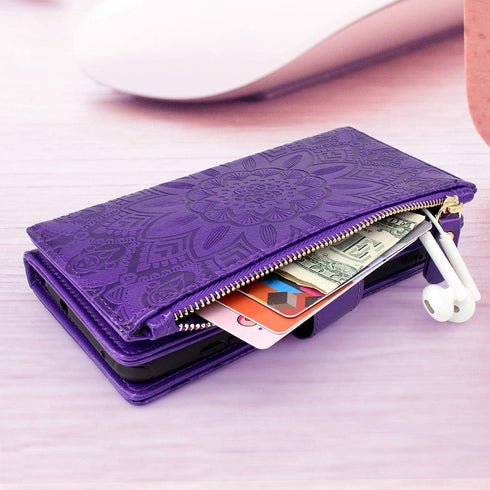 Harryshell Detachable Magnetic Zipper Wallet Leather Case Cash Pocket with 12 Card Slots Holder Wrist Strap for Samsung Galaxy S21 5G 6.2 Inch (20...