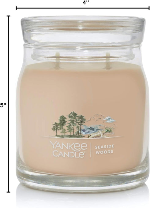 Yankee Candle Seaside Woods Scented, Signature 13oz Medium Jar 2-Wick Candle, Over 35 Hours of Burn Time...