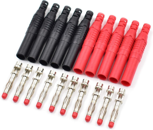 10Pcs Insulated Safety Straight Seal Protection Shrouded 4mm Banana Plugs Solder DIY Banana Plug Connectors for Multimeter Test Leads Ends Probes ...