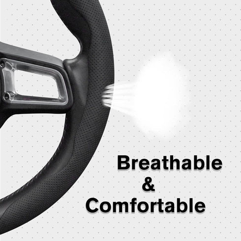Amiss Car Nappa Leather Steering Wheel Cover, Car Interior Accessories, 2PCS Segmented Steering Wheel Protector, Universal 99% Car Wheel Cover Pro...