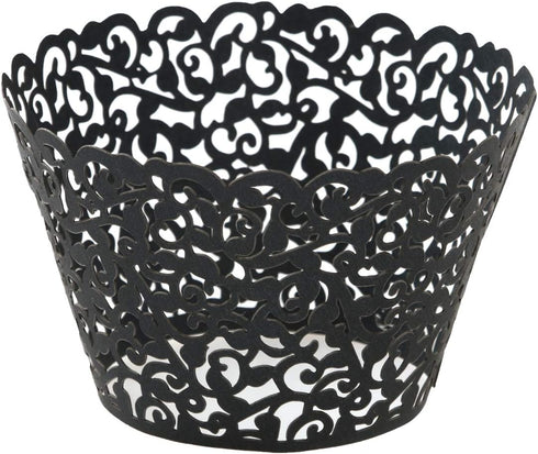 KPOSIYA Pack of 120 Cupcake Wrappers Artistic Bake Cake Paper Cups Vine Designed Laser Cut Cupcake Wraps Baking Cup Muffin Case Trays for Wedding ...