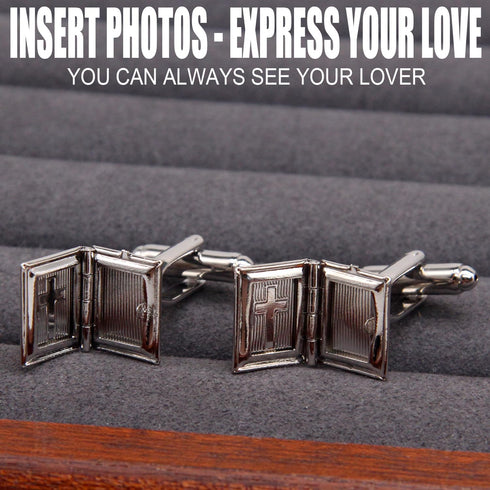 Cufflinks for Men,To commemorate the deceased loved ones, Photos can be placed Album Cross Cufflinks, Shirt Accessories Unique Cuff Links for Mens...