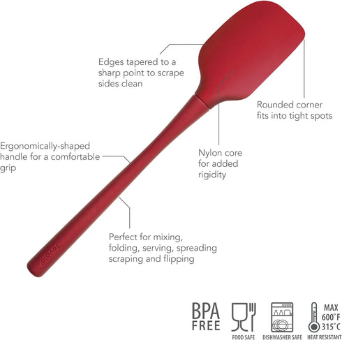 Tovolo Flex-Core All Silicone Spatula, Tapered Silicone Edge for Scraping, Ergonomic Handle, Heat-Resistant Rubber Spatula, BPA-Free & Dishwasher ...