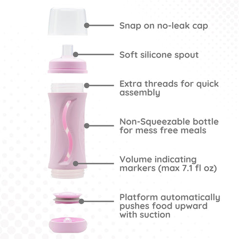 Subo Baby Food Bottle | No Mess Baby Toddler Self Feeder | Squeeze Free Design for Purees, Smoothies, Yogurt, Oatmeal, or Thickened Liquids | Reus...
