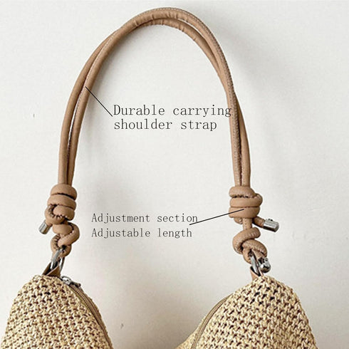Casual Beach Tote Bag, Straw Beach Bag Fashion Shoulder Bag Crossbody Bag, For Beach Picnic Vacation...
