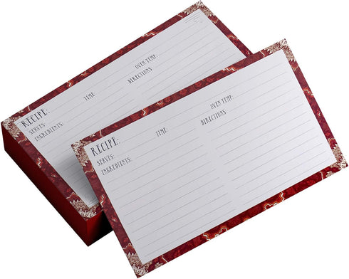 Ring Binder Depot, Recipe Cards Lined with Maroon and White Design 4 inch X 6 inch on Premium Thick Card Stock Great Gift for Amateurs or Experien...