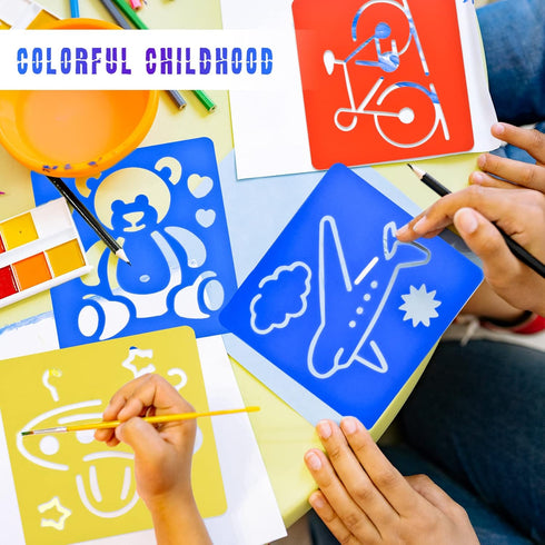 24 Pieces Painting Stencil Templates for Kids 6 Inches Drawing Stencils Chalk Stencils Plastic Drawing Washable Template Stencils for Children Tod...