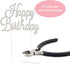 Happy Birthday Cake Topper - Premium Silver Metal - Happy Birthday Party Sparkly Rhinestone Decoration Makes a Great Centerpiece - Now Protected i...