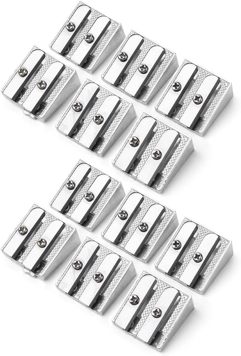 Mr. Pen- Handheld Metal Pencil Sharpener with 2 Holes, Pack of 12, Silver, Colored Pencil Sharpener, Pencil Sharpeners Handheld Pencil Sharpener M...