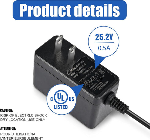 24V Massage Gun Charger 25.2V Charger for Output:25.2V Line :1.5m/59in...
