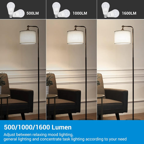 DEWENWILS 3 Way LED Light Bulbs, 40/60/100W Equivalent, 5000K Daylight White, A19 LED Bulbs, E26 Medium Base, 500/1000/1600LM Bright Light Bulbs, ...