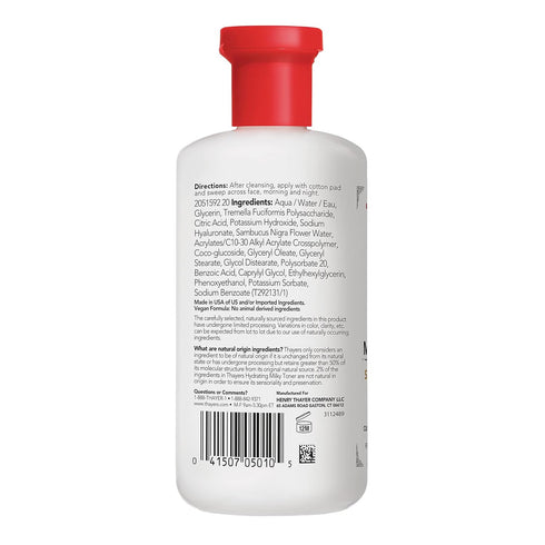 THAYERS Milky Face Toner Skin Care with Snow Mushroom and Hyaluronic Acid, Natural Gentle Facial Toner, for Dry and Sensitive Skin, 355mL...