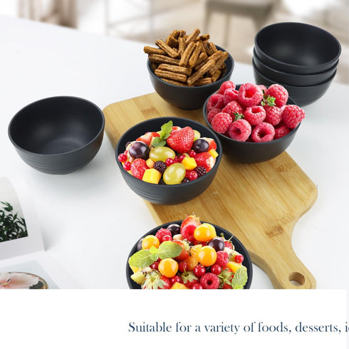 Homienly Cereal Bowls, 8 PCS Dessert bowls,Snack Bowls Wheat Straw Fiber Unbreakable Lightweight Bowls (Black, 10 OZ)...