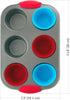 Boxiki Kitchen Non-Stick Steel 6 Cup Muffin Pan with Silicone Handles and Reusable Liners - Perfect for Baking Large Muffins and Cupcakes...
