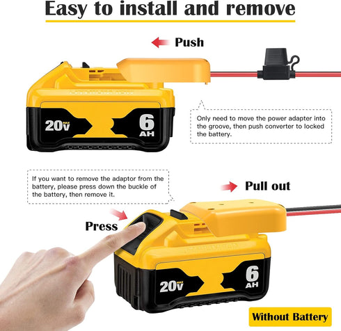 2 Packs Power Wheel Adapter for Dewalt 20V Battery Adapter Power Wheels Battery Converter Kit with Fuses & Wire Terminals, 12AWG Wire, Power Conne...