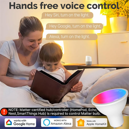 MOES Smart Matter GU10 LED Light Bulbs, Color Changing WiFi Smart Bulbs, 2700K-6500K CW& RGB Dimmable, Smart Life Remote Control, Work with Apple ...