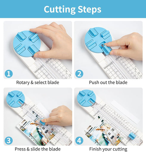 Paper Trimmer, 4-in-1 Paper Cutters for Crafting, Multi-Function Paper Slicer with Straight, Wavy, Dotted, and Creasing, Scrapbooking Tool for Cut...