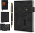 Black A5 Lined Leather Journal Notebook,Personalized Hardcover Journal Set with Pen & Gift Box,100Pages 100gsm Thick Ruled Paper Daily Diary for M...