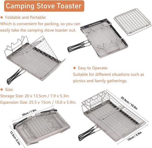 Camping Toaster, Foldable Portable Durable Wearable Stovetop Toaster Convenient Practical for Picnic...
