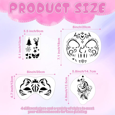 Marspark 24 Pcs Halloween Face Paint Stencils Set Reusable Face Painting Makeup Stencils Face DIY Art Template for Halloween Cosplay...