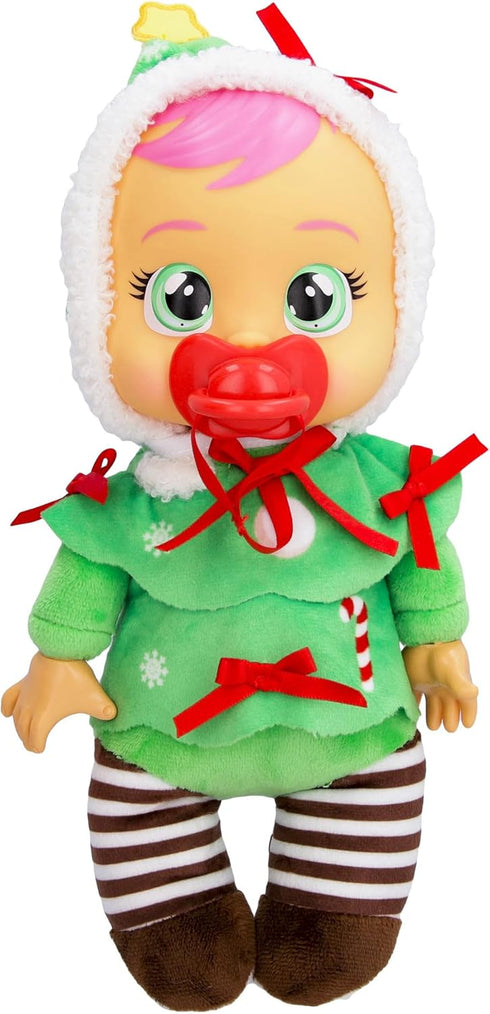 Cry Babies Tiny Cuddles Christmas Noelle - 9" Baby Dolls, Cries Real Tears, Red and Green Christmas Tree Themed Pajamas...