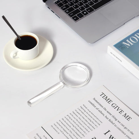 MAGDEPO 3X Handheld Magnifier 2-in-1 Clear Acrylic Magnifying Glass Lightweight with Bar Magnifying Handle for Reading Small Prints, Documents, Ho...