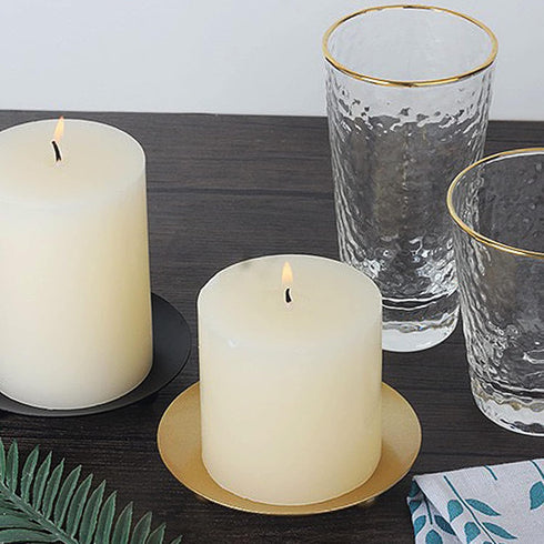 Candle Holder Decorative Iron Plate,Candle Stand for LED & Wax Candles,Spa,Bathroom,Weddings,4.33x0.78inch,Set of 2 (Gold)...