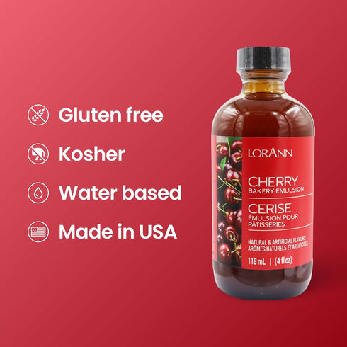 Lorann Oils Cherry Bakery Emulsion: Authentic Cherry Flavor, Perfect for Enhancing Fruit Undertones in Baked Goods, Gluten-Free, Keto-Friendly, Ch...
