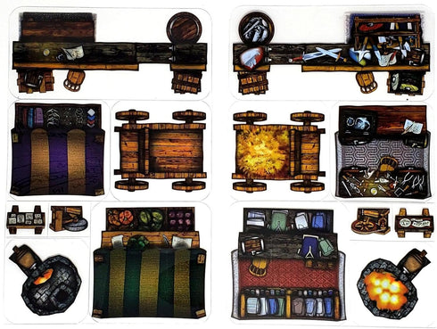 Market - 40pc Double-Sided Market Stall & Prop Pieces for Starters & Masters Alike - Roleplaying Objects for Dungeons & Dragons - Immersive Map Ac...