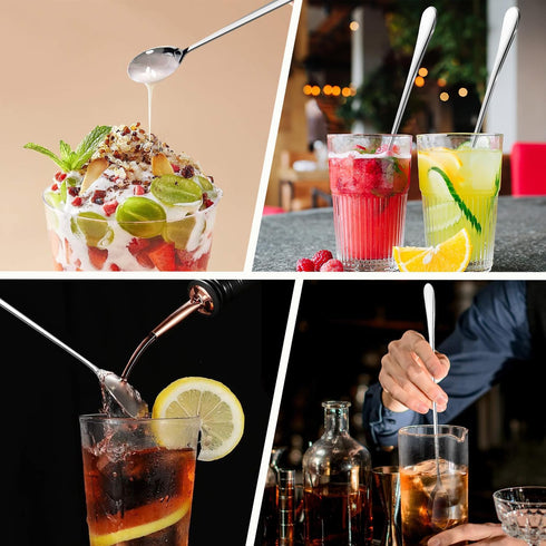 Long Handle Iced Tea Spoon, 9-inch Stainless Steel Cocktail Mixing Stirrers Spoon Coffee Spoon Ice Cream Spoon Bar Cocktail Shaker Spoon Stirrers ...