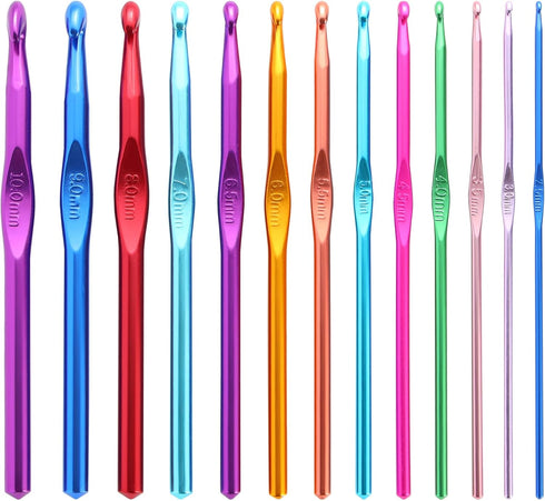 OYEUYID 14 pcs Multicolor Aluminum Crochet Hooks Knitting Needles Craft Yarn 2-10mm......