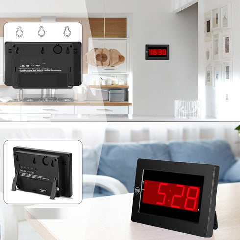 Digital Wall Clock Battery Operated - LED Display Digital Alarm Clock Battery Powered Only, Brightness Adjustable, 12/24Hr...