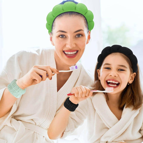 Skincare Spa Headband, Skincare Sponge Headbands for Washing Face, Puffy Make up Headbands with Fluffy Wristbands Set for Women Girls, Soft Terry ...