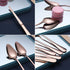 HOMQUEN Rose Gold Grapefruit Spoons 3 Pieces Set, 2 Stainless Steel Grapefruit Spoon and 1 Grapefruit Knife with Titanium Plating, Grapefruit Uten...