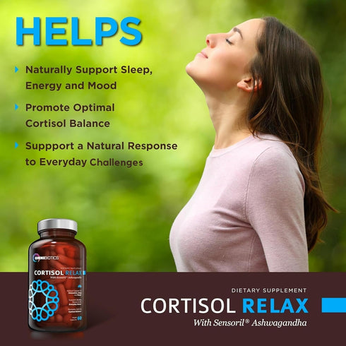 OmniBiotics Cortisol Relax Supplement with Ashwagandha, L-Theanine - Natural Cortisol Support - 60 Vegan Capsules...