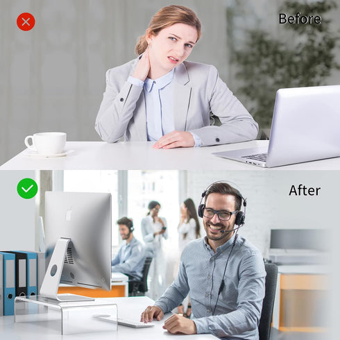 Acrylic Monitor Stand Riser Clear Laptop Stand for Desk Acrylic Monitor Riser for Desk Accessories Aesthetic Laptop Riser Clear Computer Stand Whi...