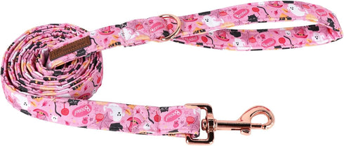 Halloween Dog Leash Match Dog Collar, Sturdy Durable Hawaii Cotton Dog Leash, Pink Dog Training Leash for Small Medium Large Dog...