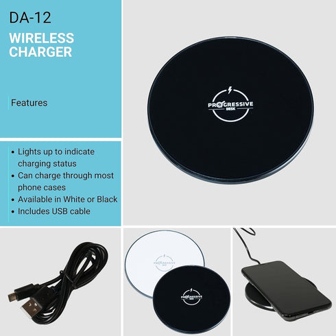Progressive Desk Qi Wireless Charger, Standing Desk Accessories, Desk with Wireless Qi Charging Pad,Certified, 5v. Black,DA-12-Black...