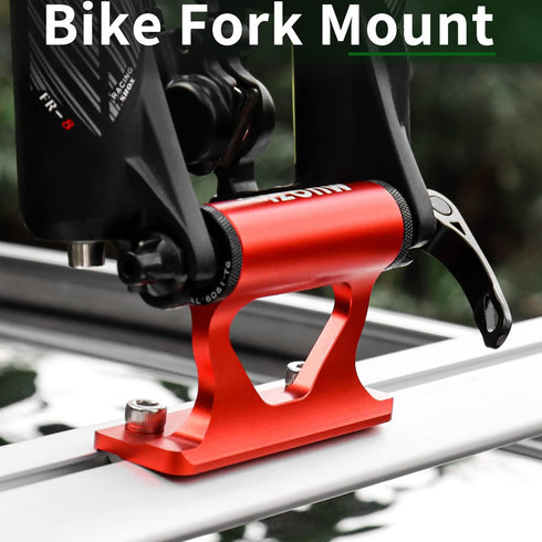 MUQZI Quick Release Fork Mount, Bike Car Roof Mount Rack Road Bicycle Fork Block Thru Axle Wheel Holder, Truck Bed Fork Mount with Installation Ad...
